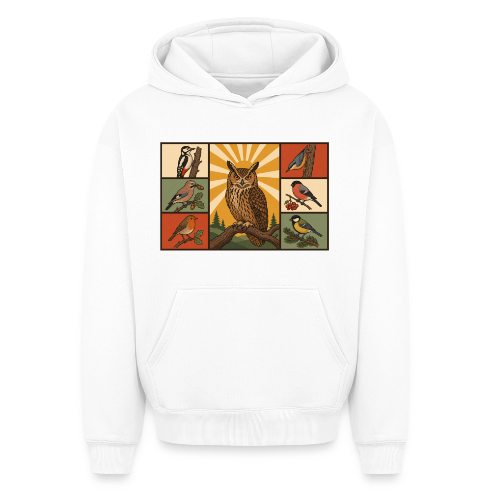 Wald Eule Oversized Heavyweight Hoodie - Weiß