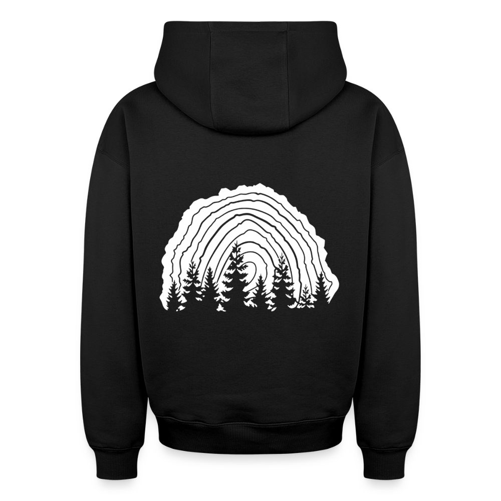 Holzschnitt Oversized Heavyweight Hoodie - Schwarz