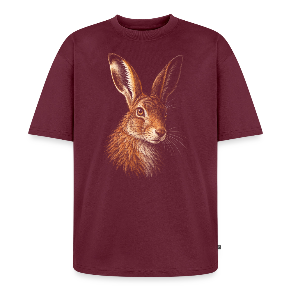 Hase Premium Oversized Bio T-Shirt - Burgunderrot