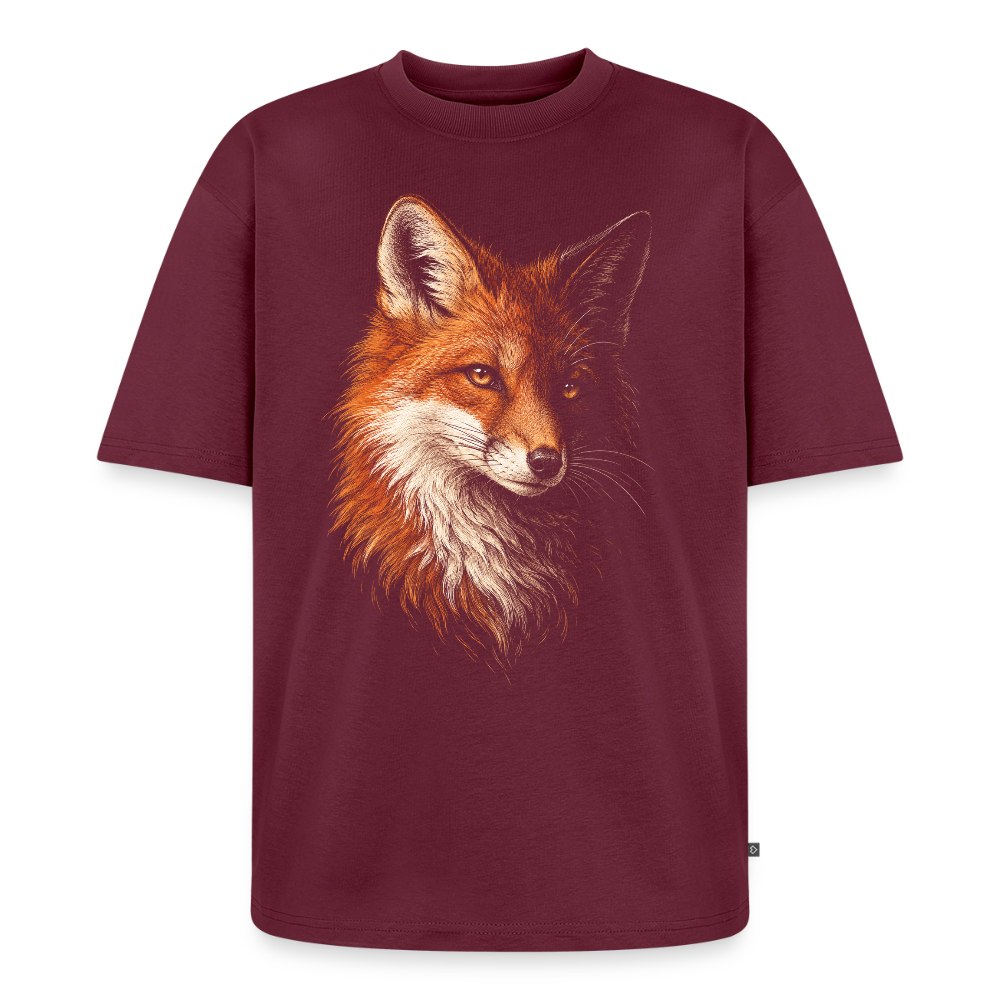 Fuchs Premium Oversized Bio T-Shirt - Burgunderrot
