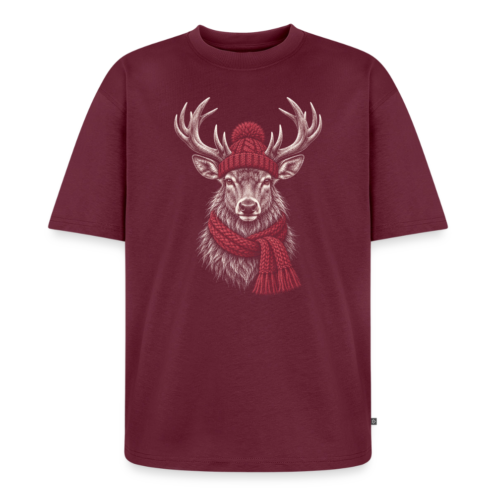 Hirsch Premium Oversized Bio T-Shirt - Burgunderrot