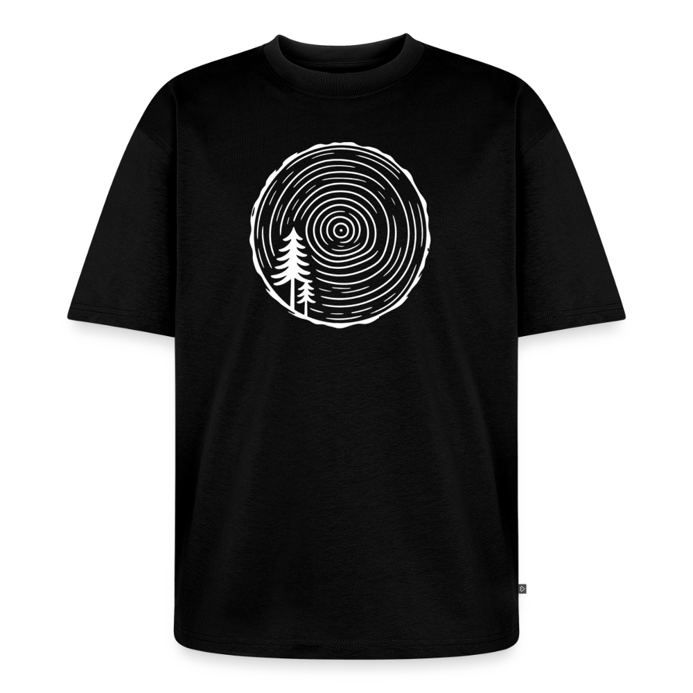Holzscheibe Premium Oversized Bio T-Shirt - Schwarz