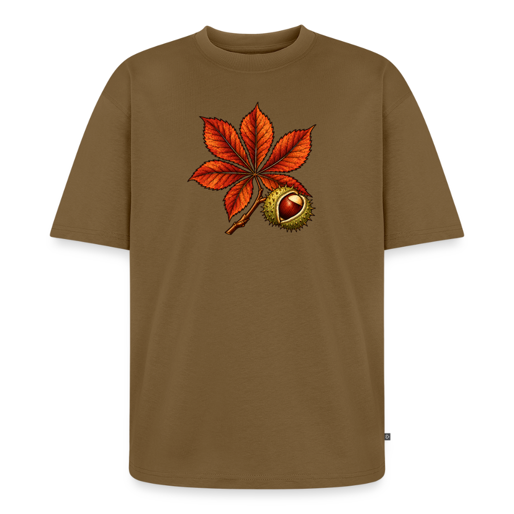 Rosskastanie Premium Oversized Bio T-Shirt - Nussbraun