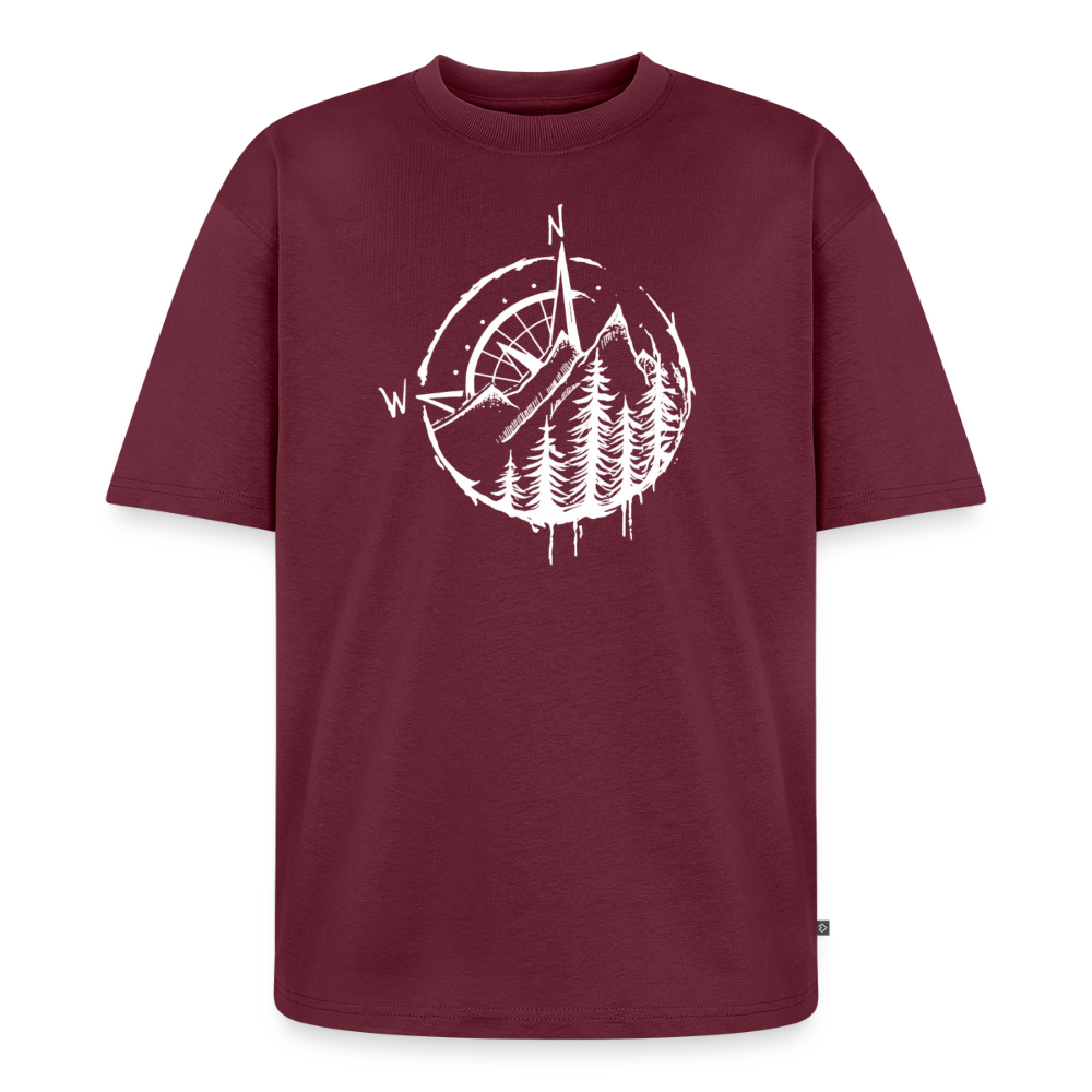Kompass Premium Oversized Bio T-Shirt - Burgunderrot
