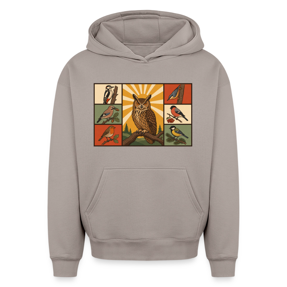 Wald Eule Oversized Heavyweight Hoodie - Taupe
