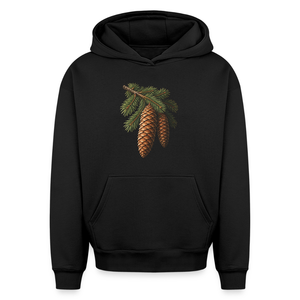 Tannenzapfen Oversized Heavyweight Hoodie - Schwarz