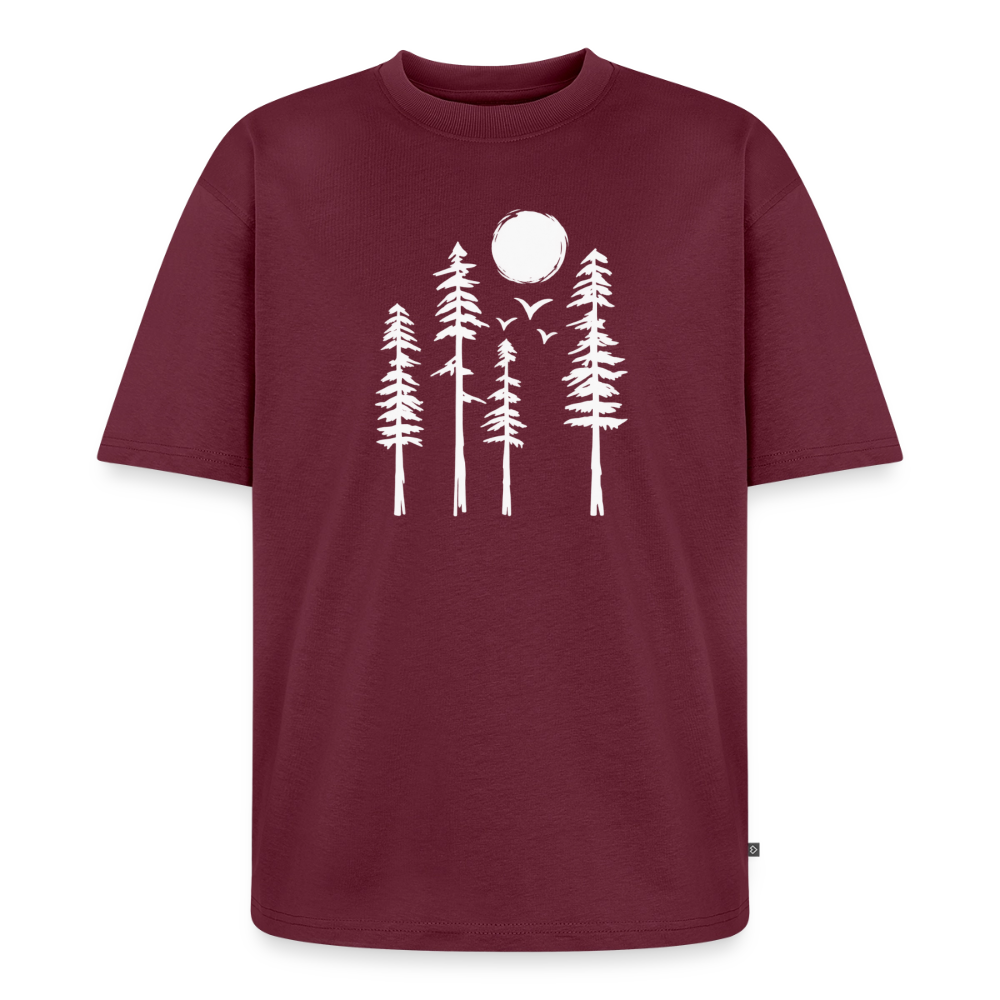Tannen Wald Premium Oversized Bio T-Shirt - Burgunderrot