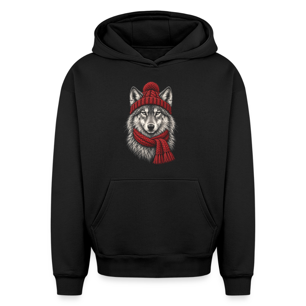 Wolf Oversized Heavyweight Hoodie - Schwarz