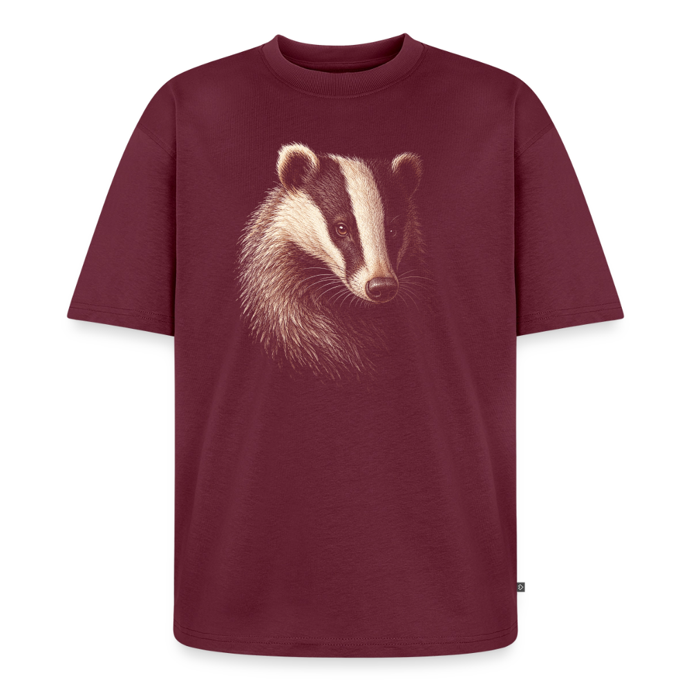 Dachs Premium Oversized Bio T-Shirt - Burgunderrot