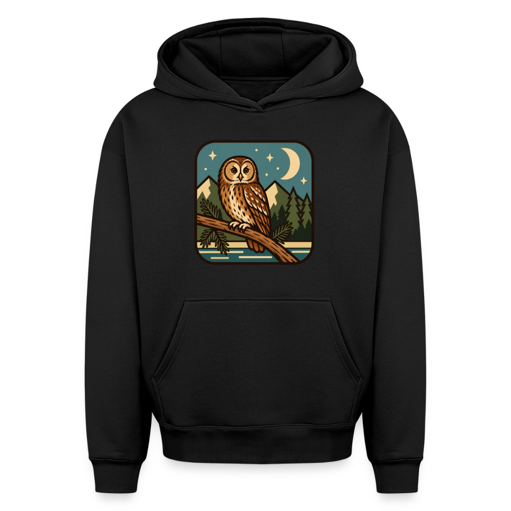 Eule Oversized Heavyweight Hoodie - Schwarz