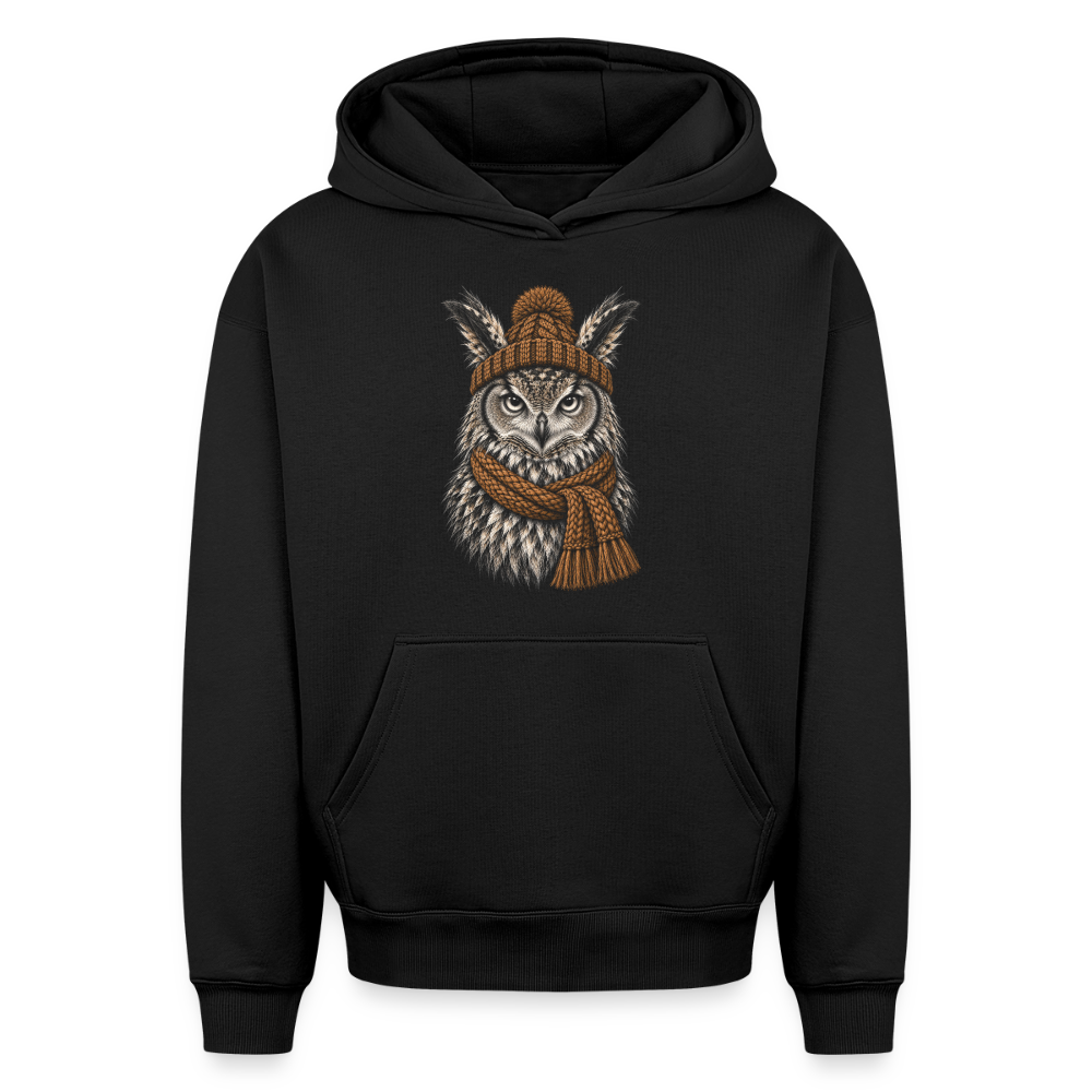 Eule Oversized Heavyweight Hoodie - Schwarz