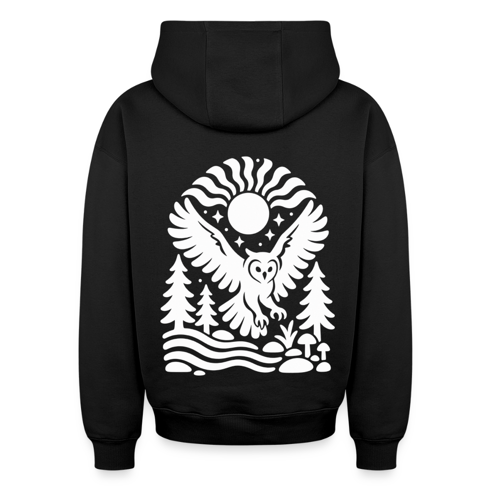 Eule Oversized Heavyweight Hoodie - Schwarz