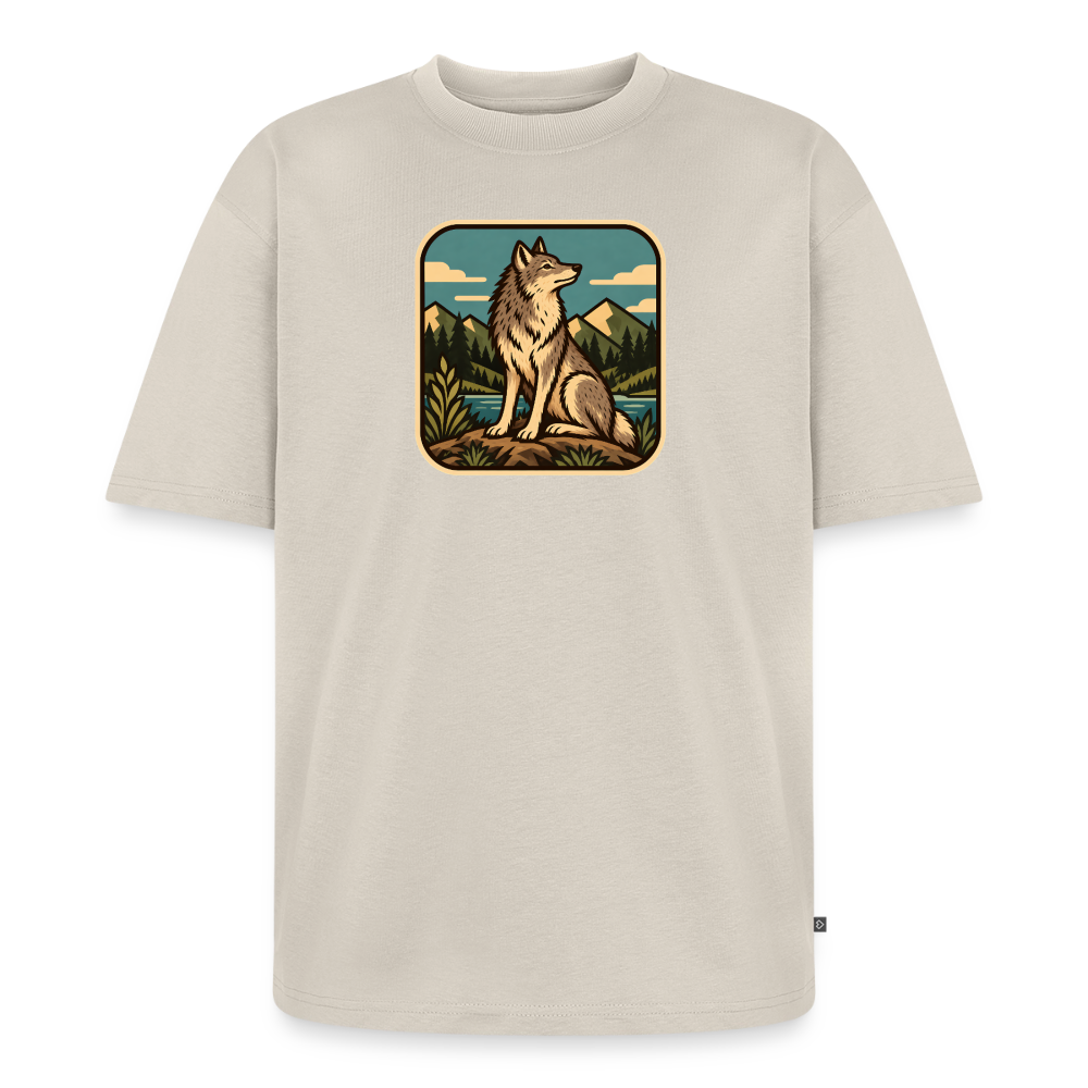 Waldwappen Wolf Premium Oversized Bio T-Shirt - Beige