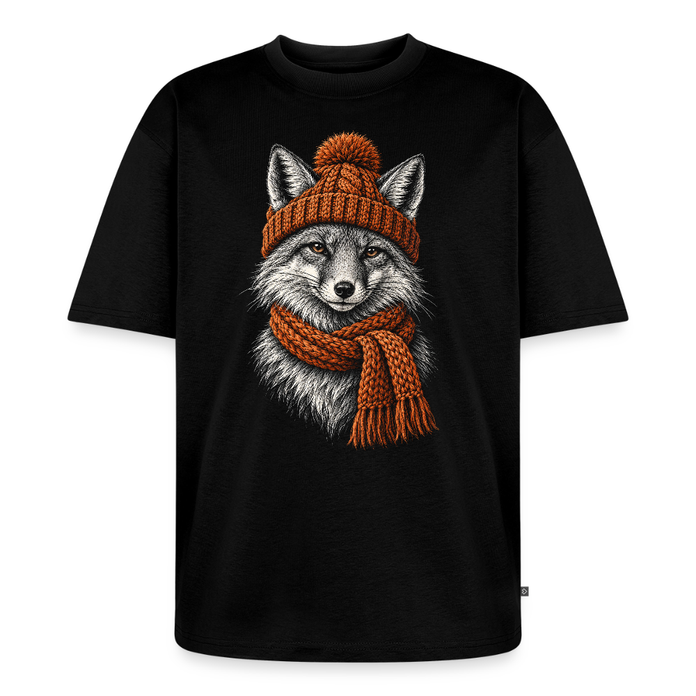 Fuchs Premium Oversized Bio T-Shirt - Schwarz