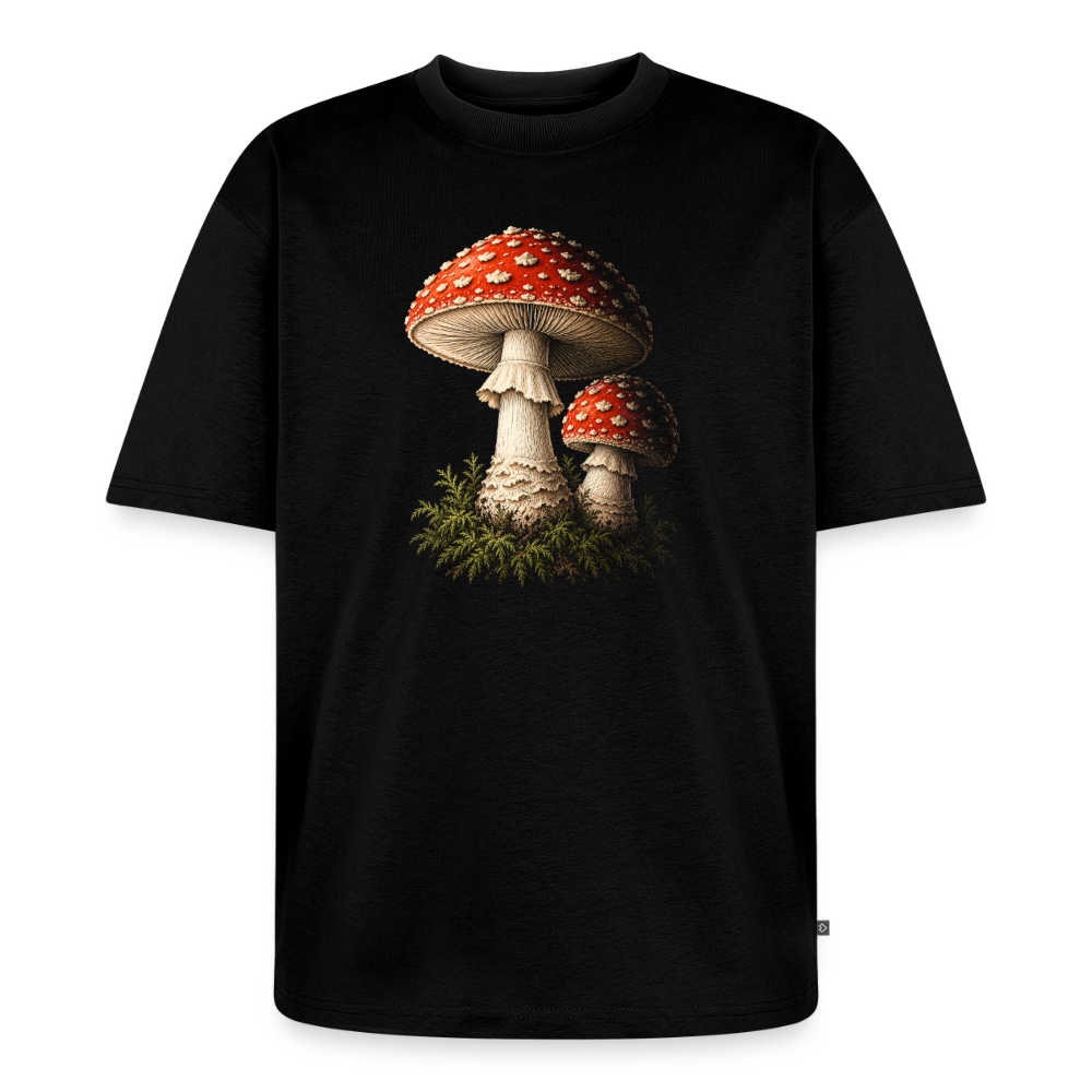 Fliegenpilz Premium Oversized Bio T-Shirt - Schwarz