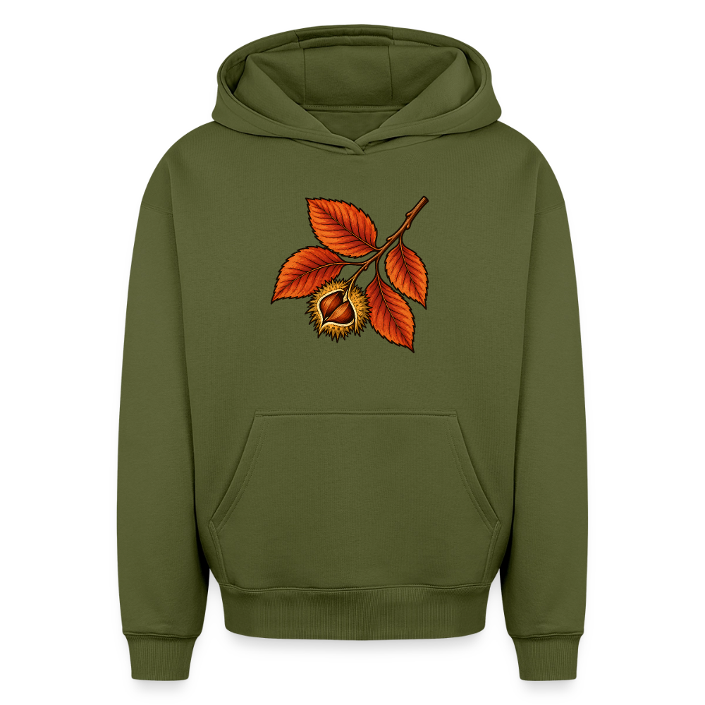 Rotbuchen Zweig Oversized Heavyweight Hoodie - Khaki