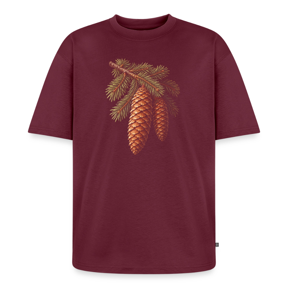 Tannenzapfen Premium Oversized Bio T-Shirt - Burgunderrot
