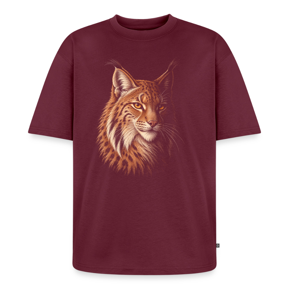 Luchs Premium Oversized Bio T-Shirt - Burgunderrot