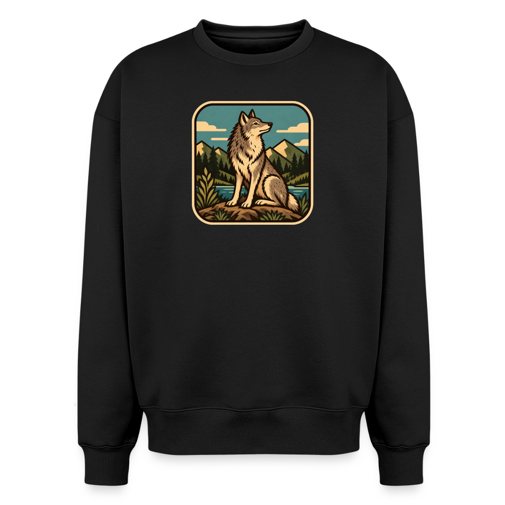 Wolf Oversized Heavyweight Sweater - Schwarz