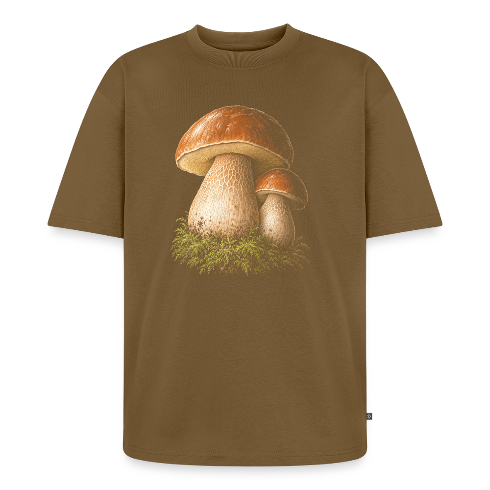 Steinpilz Premium Oversized Bio T-Shirt - Nussbraun