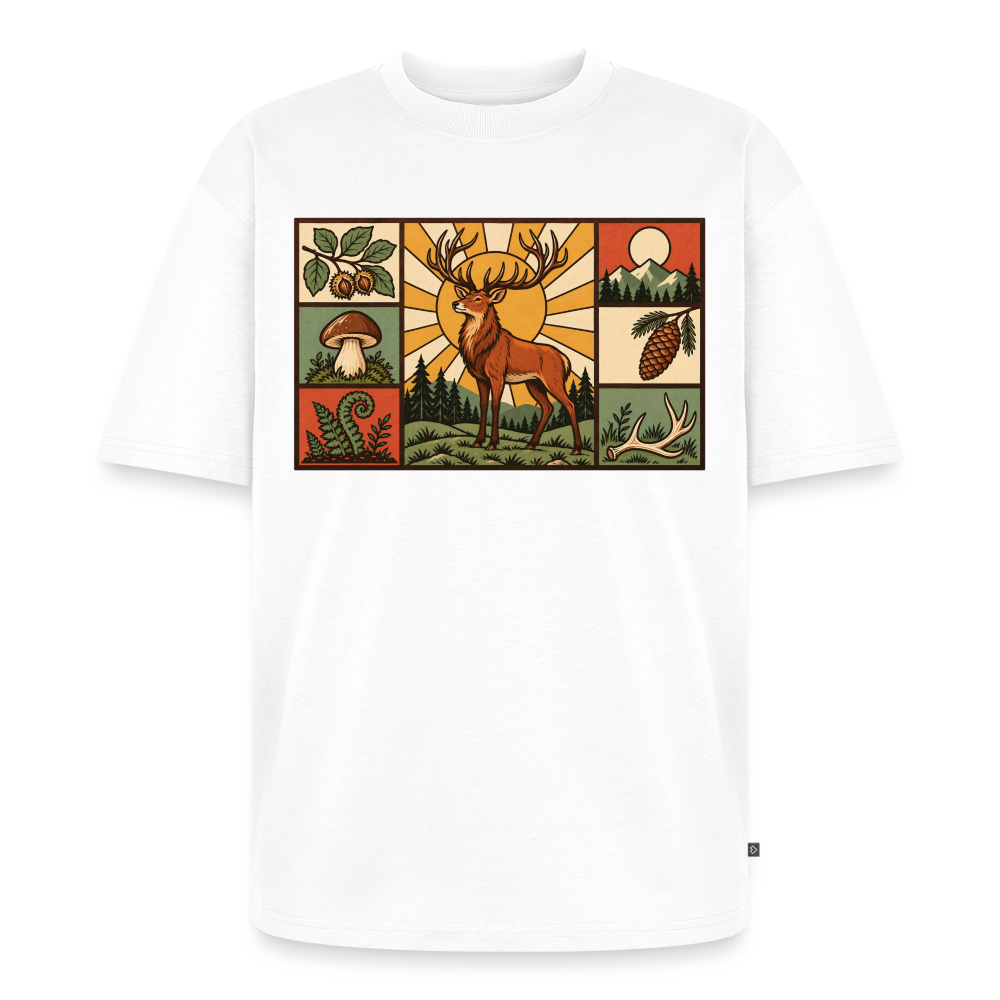 Wald Hirsch Premium Oversized Bio T-Shirt - Weiß