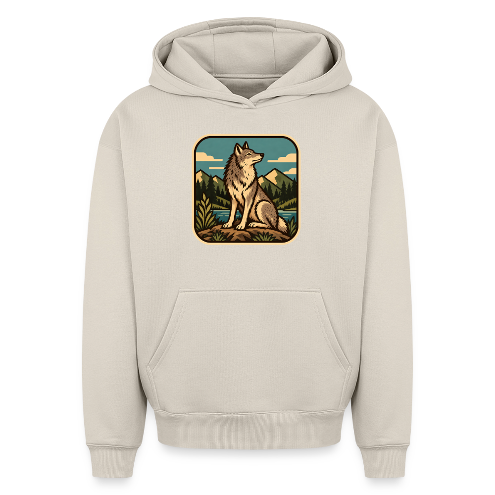 Wolf Oversized Heavyweight Hoodie - Beige