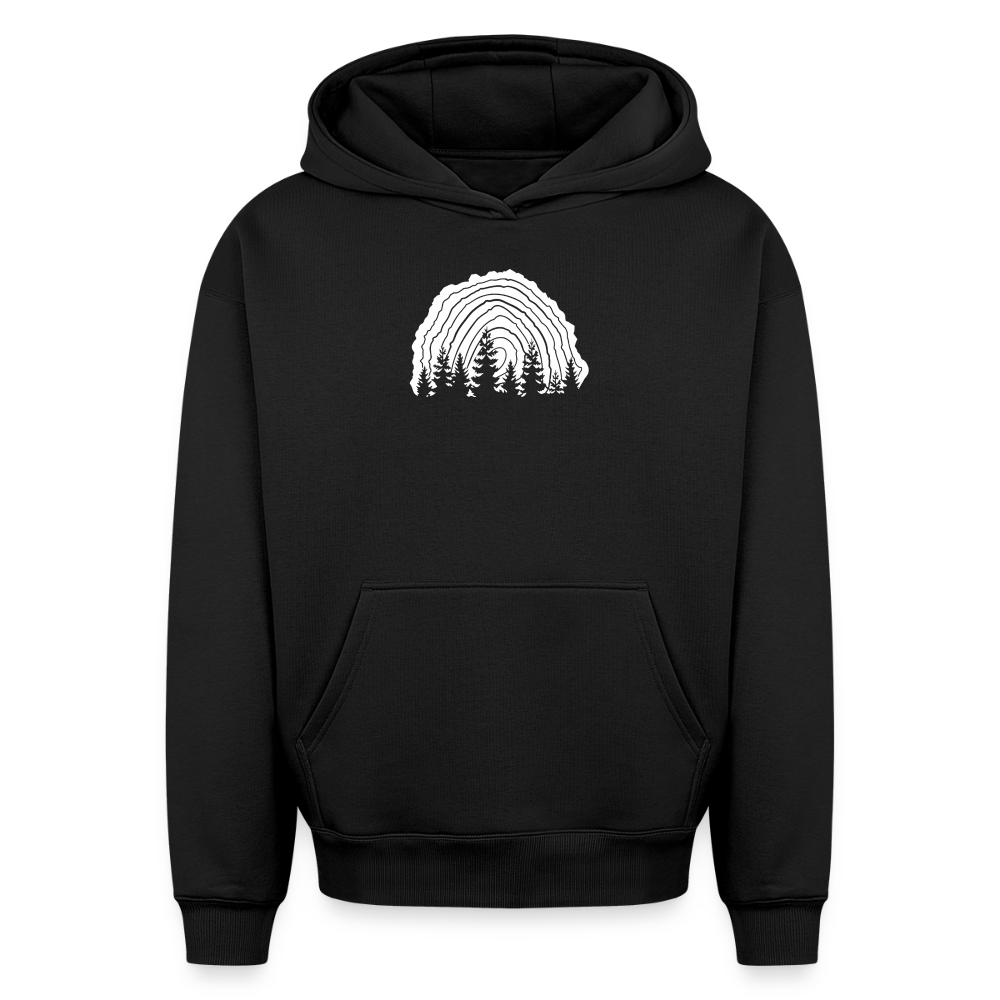 Holzschnitt Oversized Heavyweight Hoodie - Schwarz