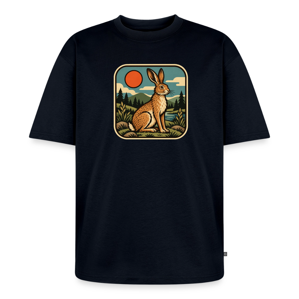 Waldwappen Hase Premium Oversized Bio T-Shirt - Navy