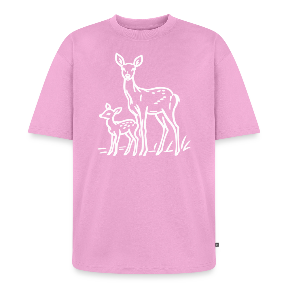 Reh Familie Premium Oversized Bio T-Shirt - Verwaschenes Rosa