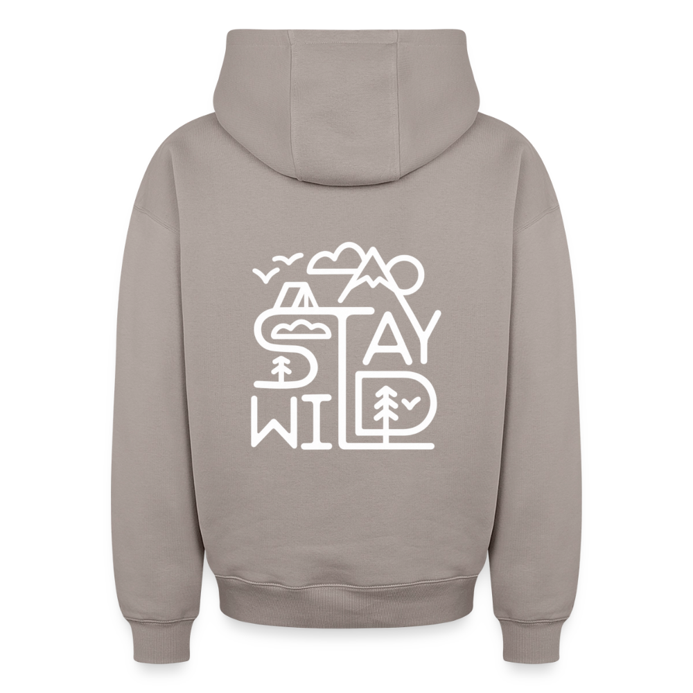 Stay Wild Oversized Heavyweight Hoodie - Taupe