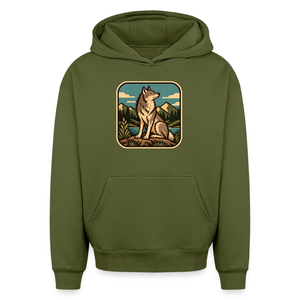 Wolf Oversized Heavyweight Hoodie - Khaki
