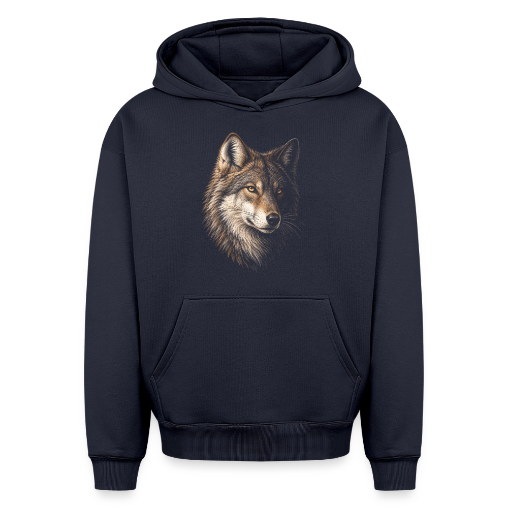Wolf Oversized Heavyweight Hoodie - Navy