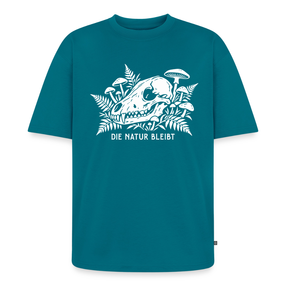 Die Natur bleibt Premium Oversized Bio T-Shirt - Petrol