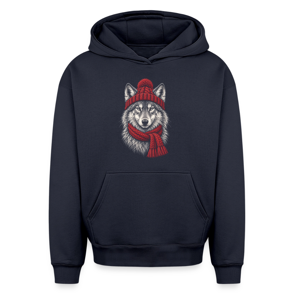 Wolf Oversized Heavyweight Hoodie - Navy