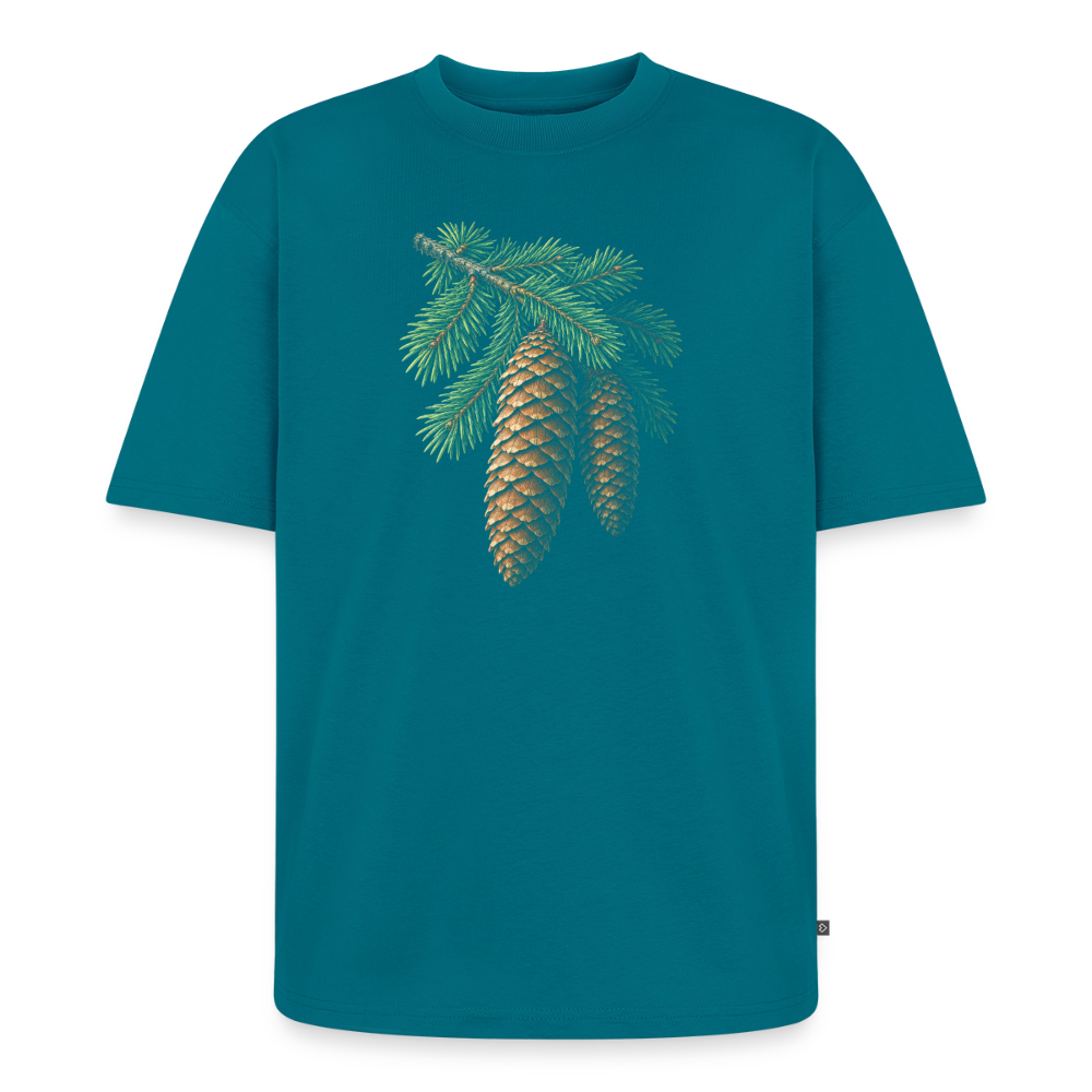 Tannenzapfen Premium Oversized Bio T-Shirt - Petrol