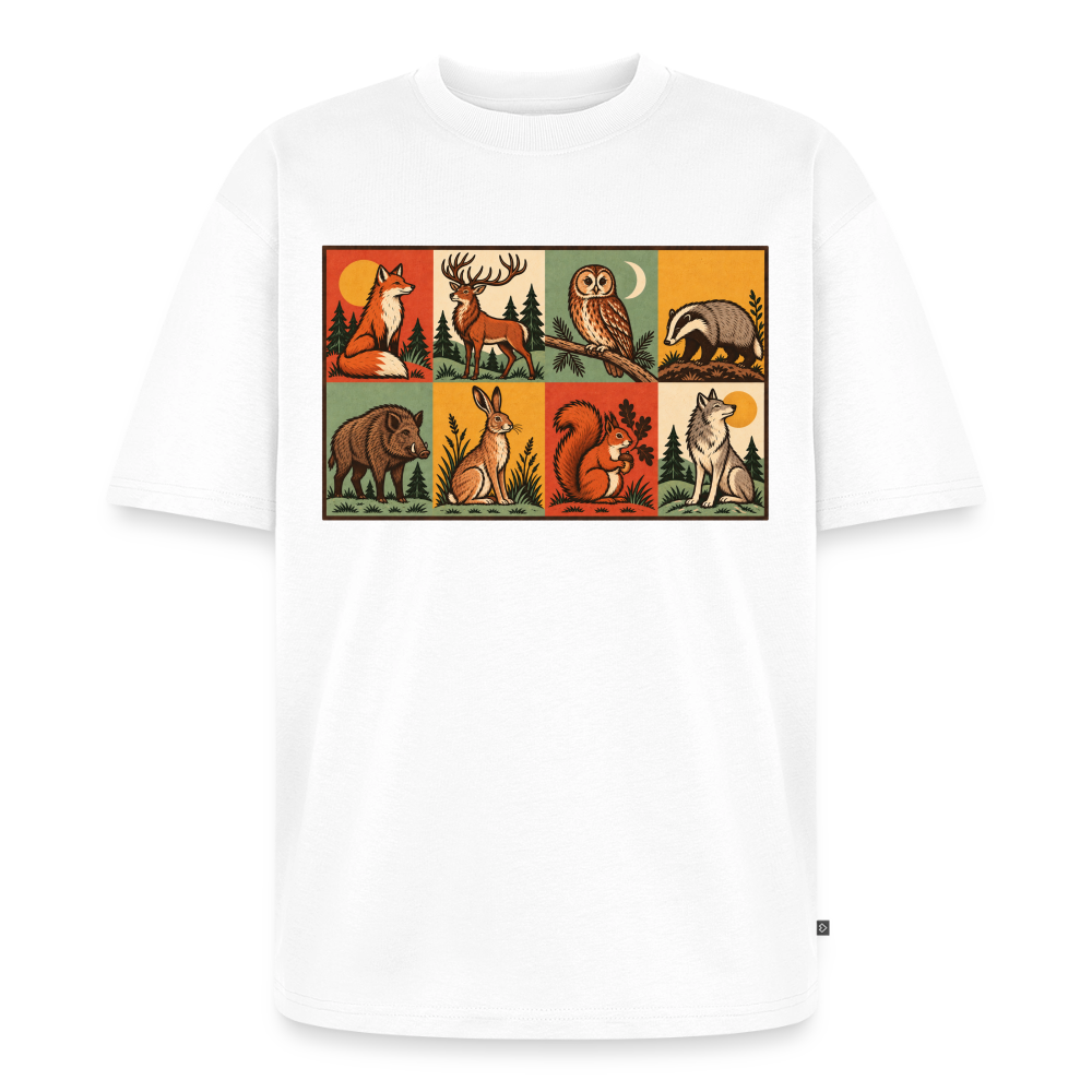 Waldtiere Premium Oversized Bio T-Shirt - Weiß