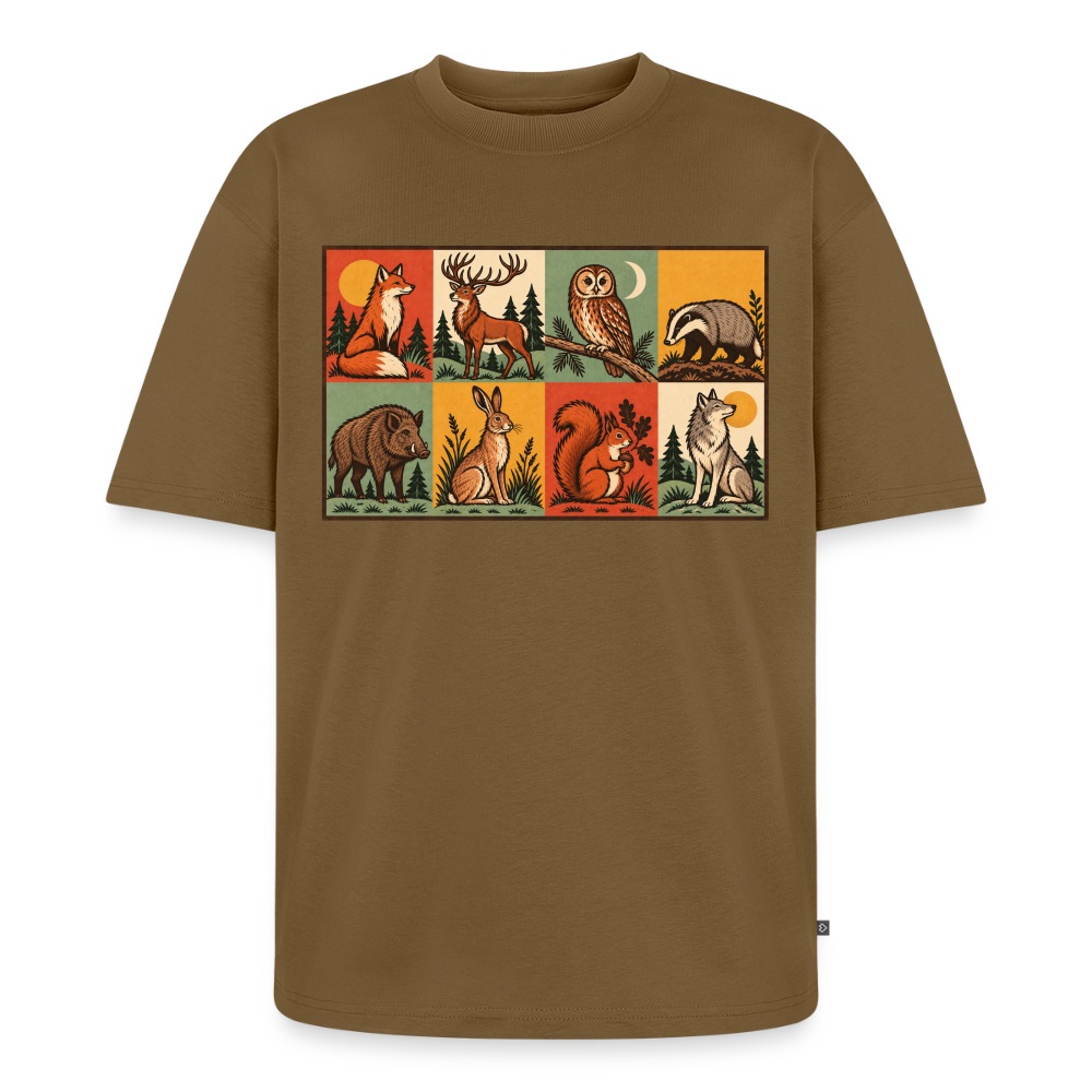 Waldtiere Premium Oversized Bio T-Shirt - Nussbraun