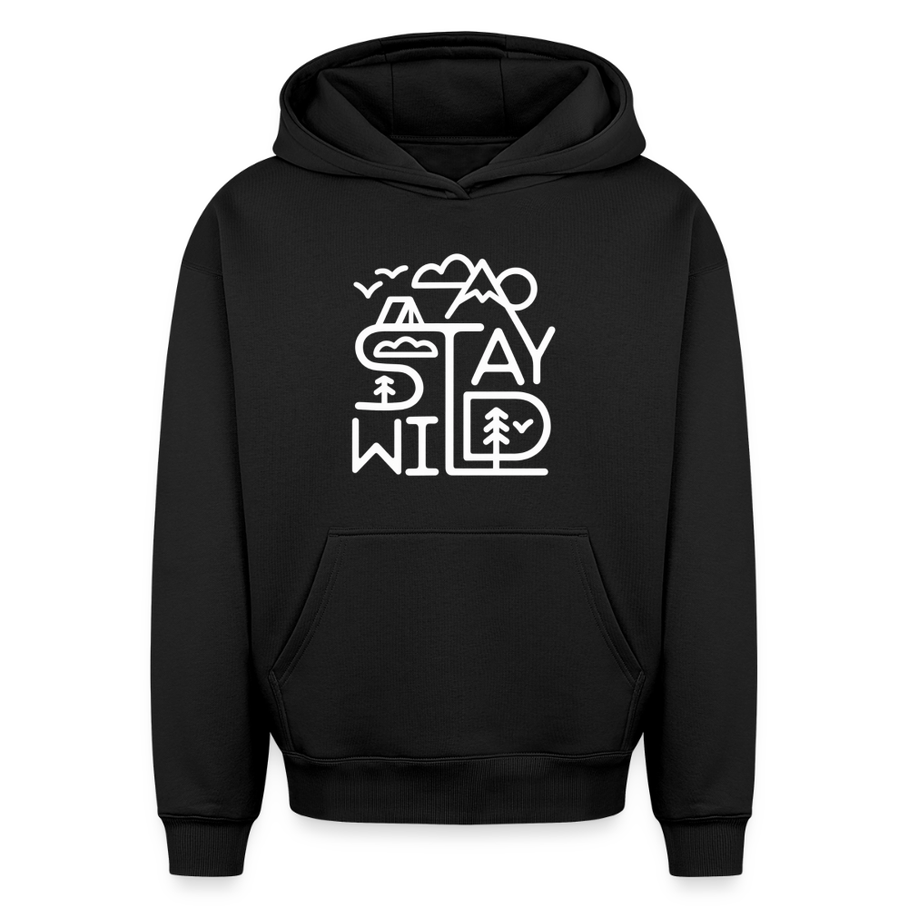 Stay Wild Oversized Heavyweight Hoodie - Schwarz