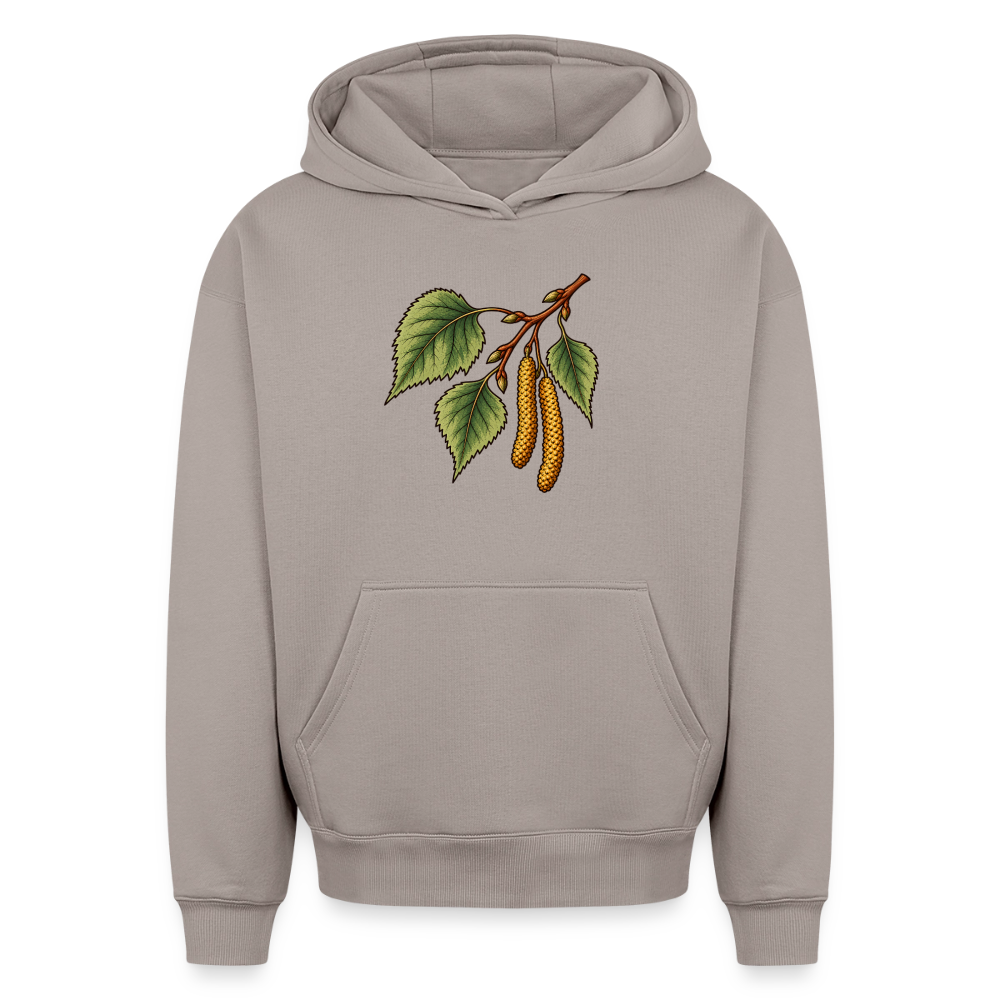 Birken Zweig Oversized Heavyweight Hoodie - Taupe