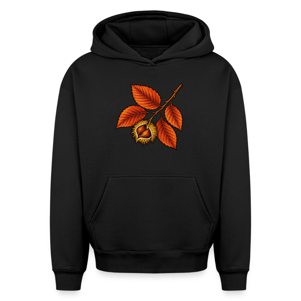 Rotbuchen Zweig Oversized Heavyweight Hoodie - Schwarz