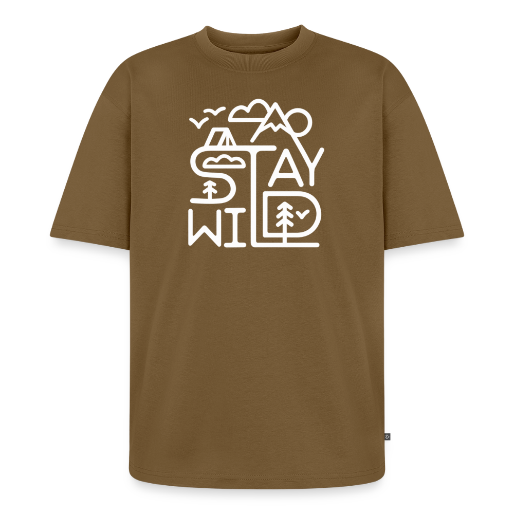 Stay Wild Premium Oversized Bio T-Shirt - Nussbraun