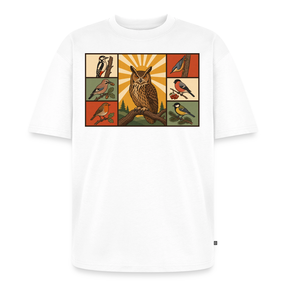 Vögel der Natur Premium Oversized Bio T-Shirt - Weiß