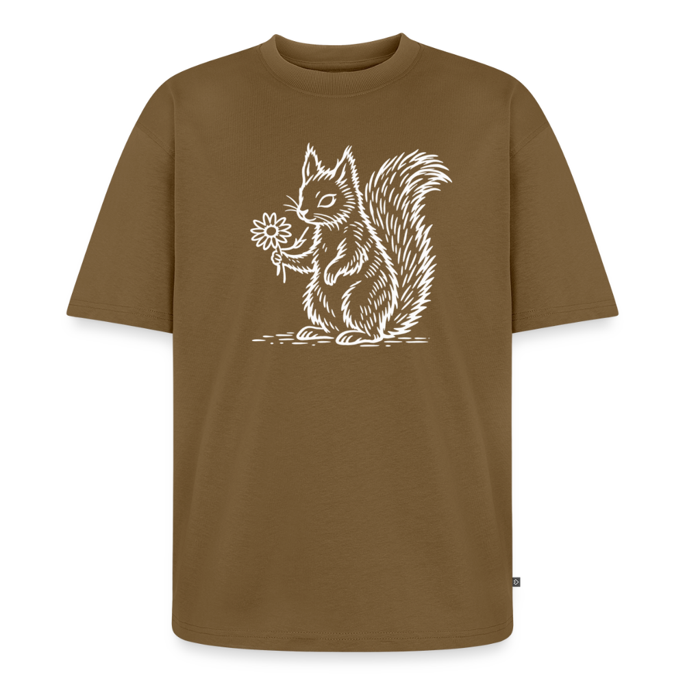 Eichhörnchen Premium Oversized Bio T-Shirt - Nussbraun