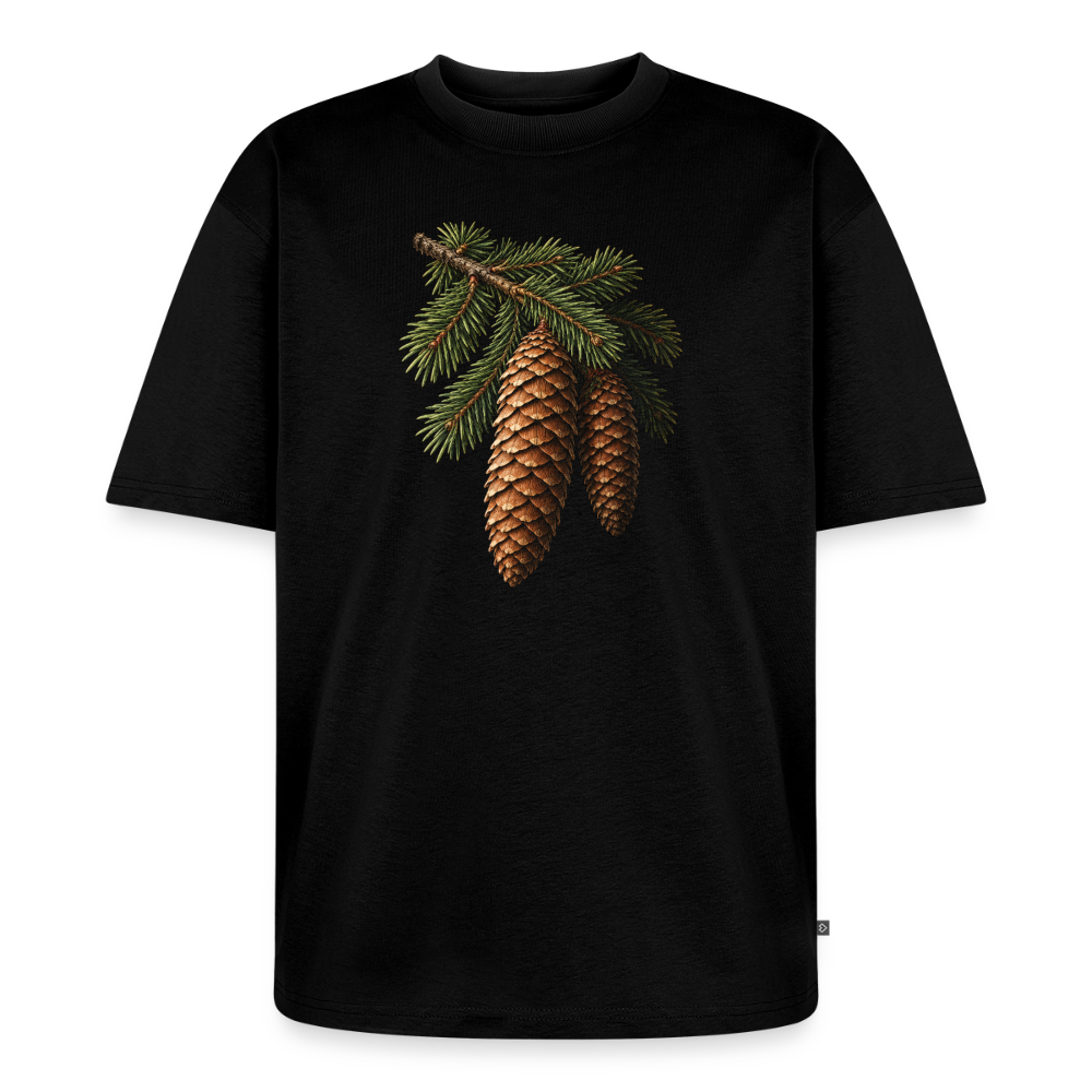 Tannenzapfen Premium Oversized Bio T-Shirt - Schwarz