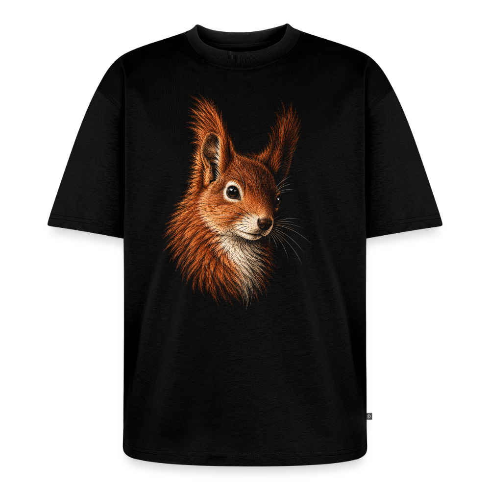 Eichhörnchen Premium Oversized Bio T-Shirt - Schwarz