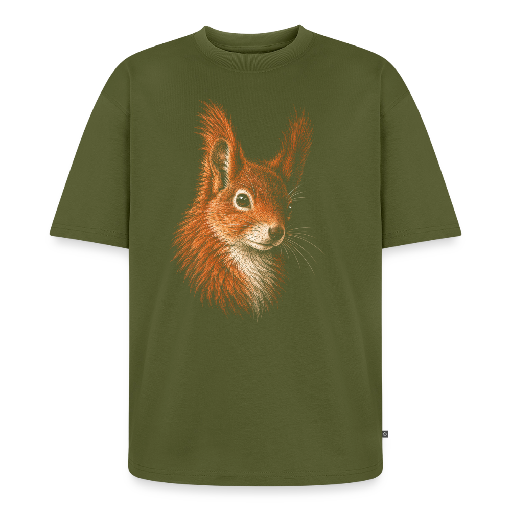 Eichhörnchen Premium Oversized Bio T-Shirt - Khaki