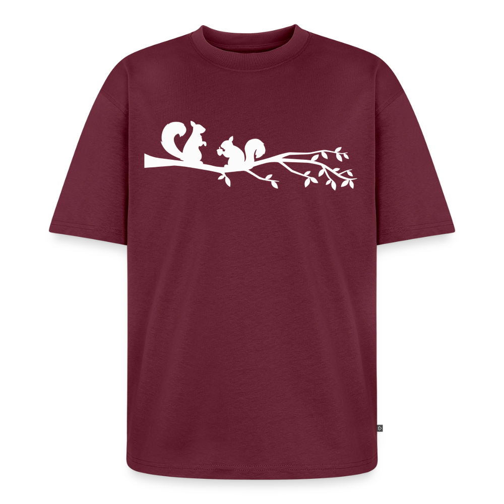 Eichhörnchen Premium Oversized Bio T-Shirt - Burgunderrot