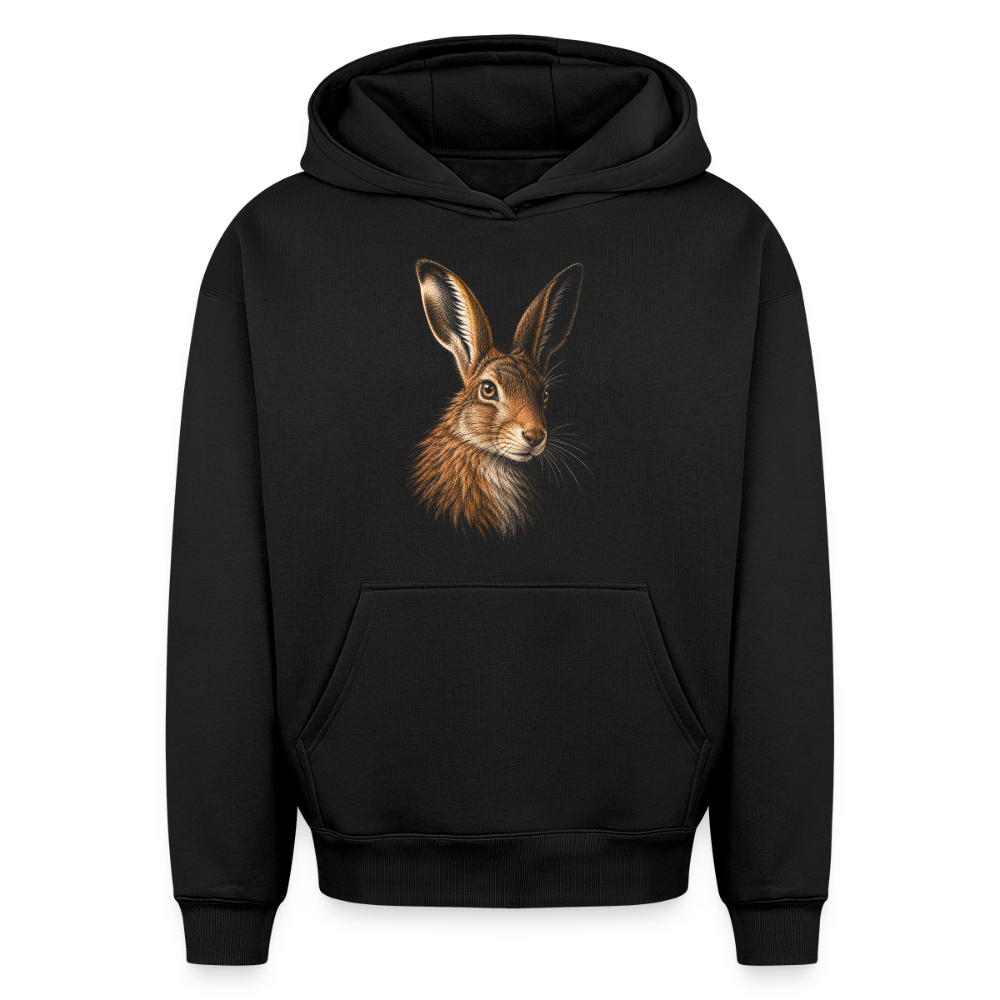 Hase Oversized Heavyweight Hoodie - Schwarz