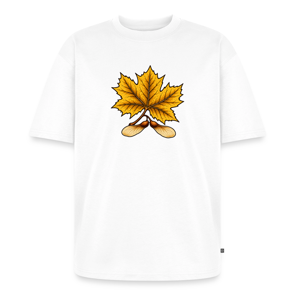 Ahornblatt Premium Oversized Bio T-Shirt - Weiß