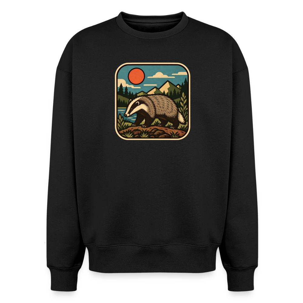 Dachs Oversized Heavyweight Sweater - Schwarz